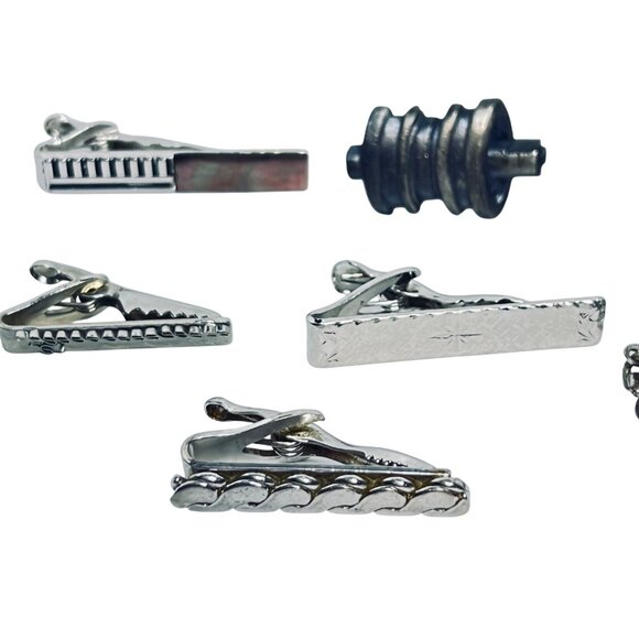 Lot Of 7 Vintage Silver Tone Tie Bars (6054) - Picture 2 of 4